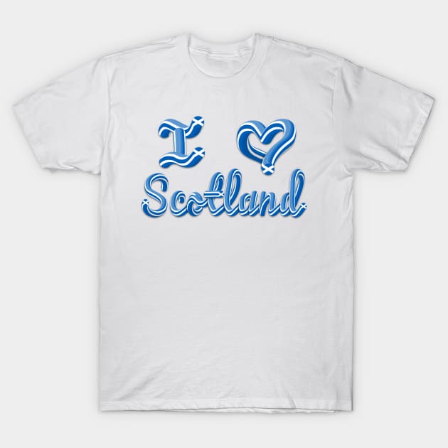 I Love Scotland 3D Text T-Shirt by Ciara Shortall Art
